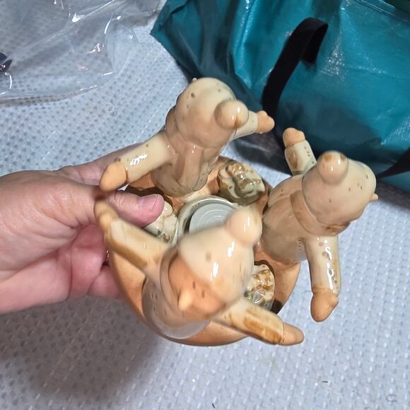 CHRISTMAS VOTIVE SNOWMAN FREINDS CERAMIC TEA LIGHT CANDLE - Picture 4 of 5